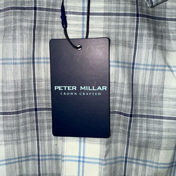 Peter Millar Crown Crafted Axe Winter Soft Twill Shirt British Grey Men’s Large - Picture 8 of 15